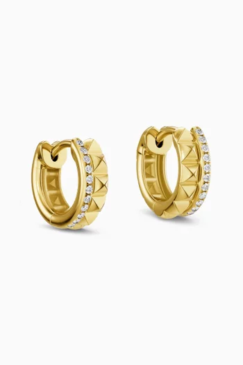 Petite Pavé 2-Row Diamond Hoop Earrings in 18kt Gold