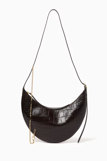 Pierced Crossbody Bag in Croc-embossed leather