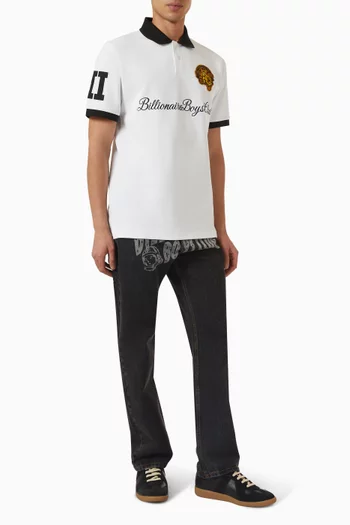 Script Patch Polo Shirt in Cotton