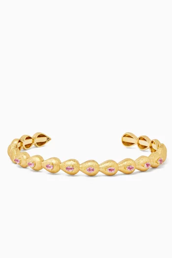 Stone Bangle in Brushed 18kt Yellow Gold