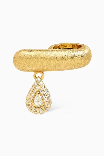 Diamond Single Ear Cuff in Brushed 18kt Yellow Gold