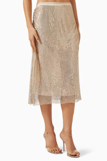 Berlina Rhinestone-embellished Skirt in Mesh