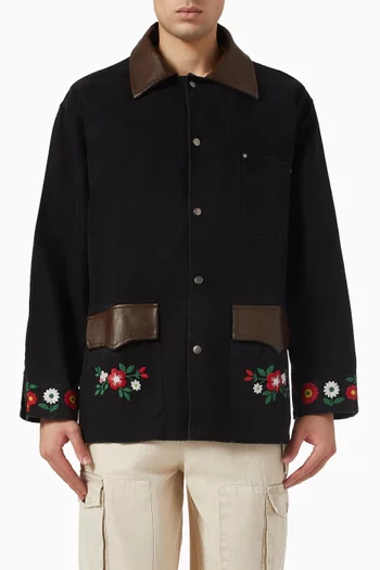 Embroidered Work Jacket in Canvas