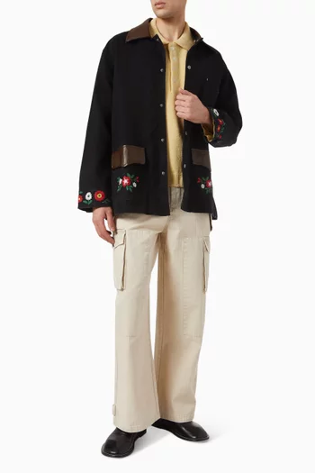 Utility Herringbone Panelled Pants in Cotton-blend