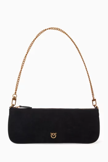 Horizontal Flat Bag in Suede