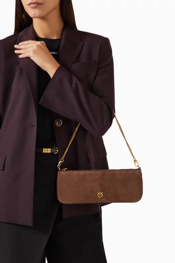 Horizontal Flat Bag in Suede