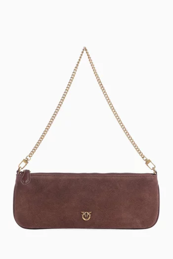 Horizontal Flat Bag in Suede