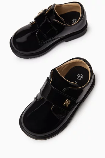 Velcro Loafers in Faux Patent Leather