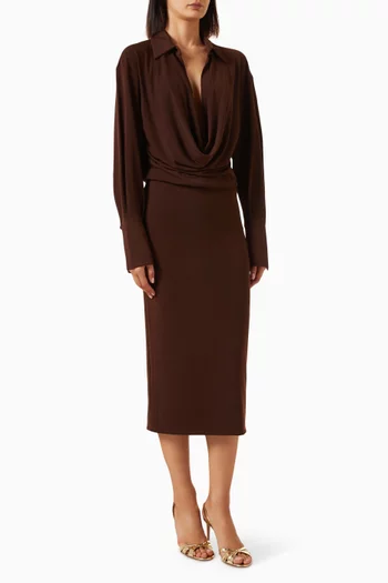 Lilia Draped Midi Dress