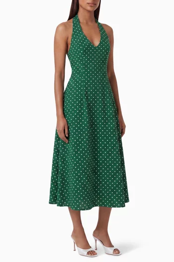 فستان بقصة منفوخة وحمالات حول الرقبة