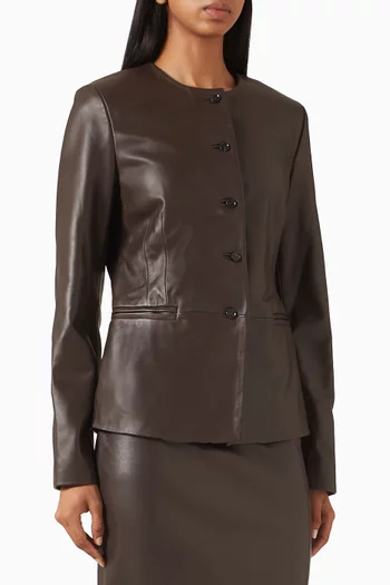 Adea Collarless Jacket in Leather