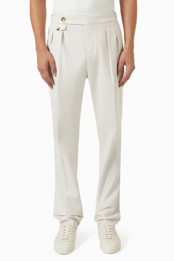 Pleated Trousers in Stretch Cotton