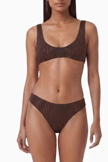 Malibu Rhinestone High-cut Bikini Set