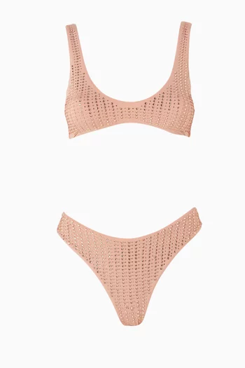 Malibu Rhinestone High-cut Bikini Set