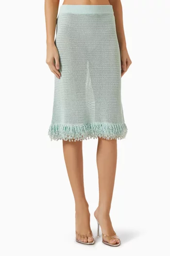 Fringe Open-knit Skirt