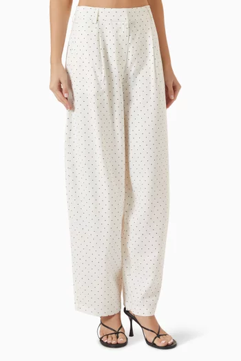 Polka-dot Barrel-leg Pants in Viscose Blend