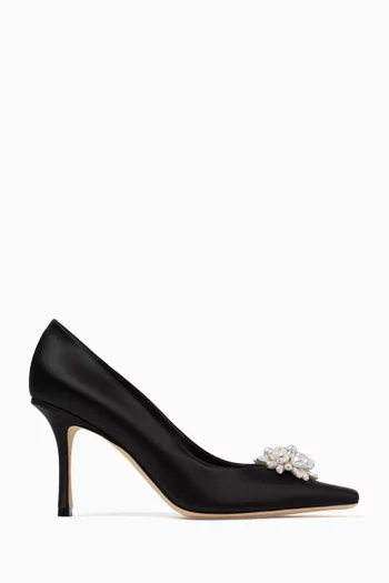 Ines 85 Embellished Pumps in Satin