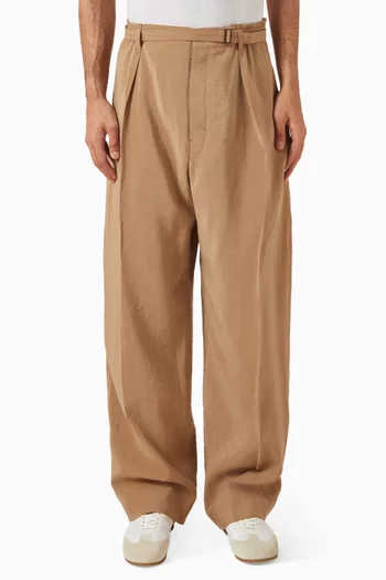 Belted Relaxed Pants in Dry Silk