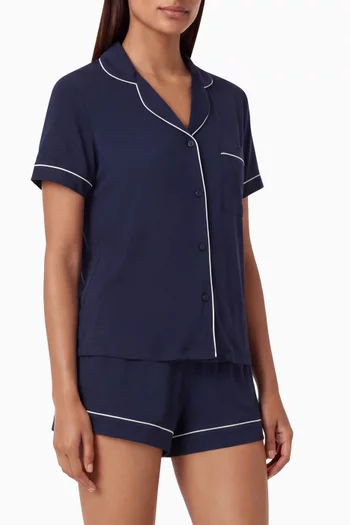 Button-up Pyjama Shirt & Shorts Set