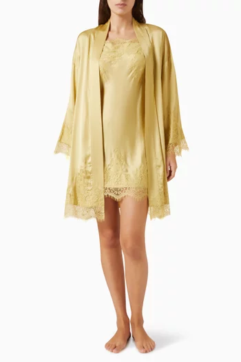 Venice Belted Robe in Viscose Satin