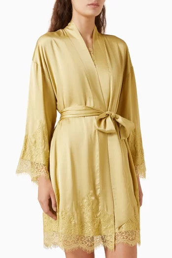 Venice Belted Robe in Viscose Satin