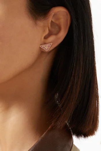 Triangle Logo Enameled Earrings in Metal