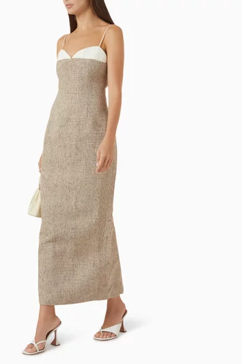 Contrast Sweetheart Dress in Tweed