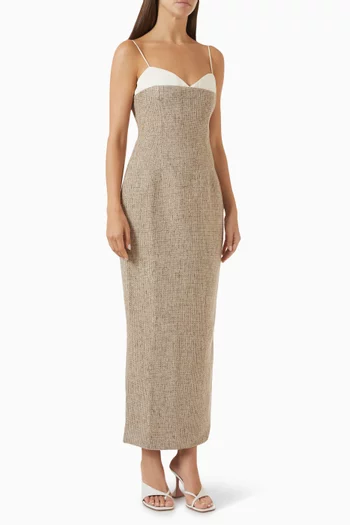 Contrast Sweetheart Dress in Tweed