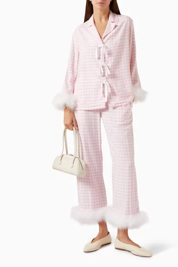 The Bow Feather Pyjama Set in Viscose