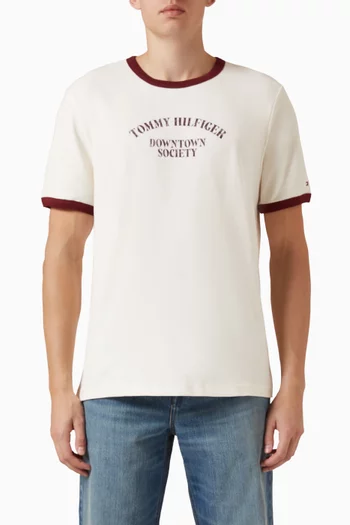 Logo Textured Ringer T-shirt in Jersey