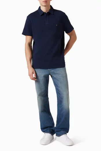 Waffle-knit Polo Shirt in Cotton Blend