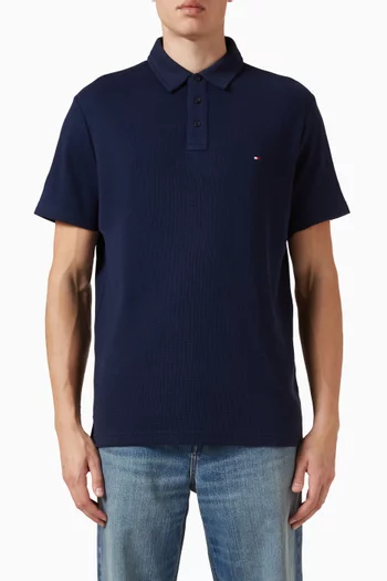 Waffle-knit Polo Shirt in Cotton Blend