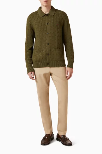 Collared Cardigan in Cable-knit