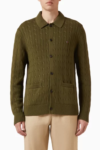 Collared Cardigan in Cable-knit