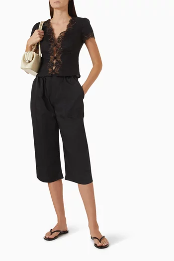 Brynn Lace-trim Top in Linen