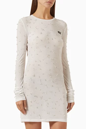 Embellished Dress in Ribbed Knit Jersey