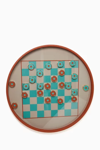 Checkers Tray Game in Leather