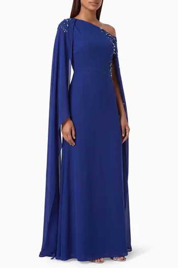 Embellished One-shoulder Dress