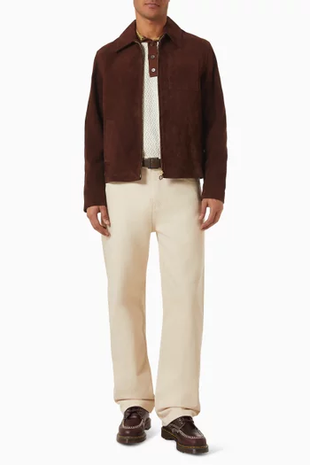 D Mirror Zip Jacket in Suede