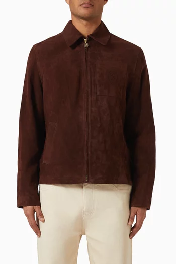 D Mirror Zip Jacket in Suede
