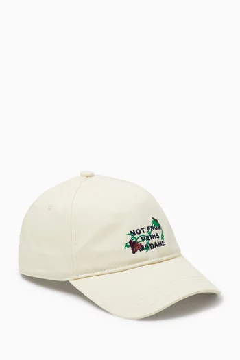 Vine Embroidered Slogan Cap in Cotton