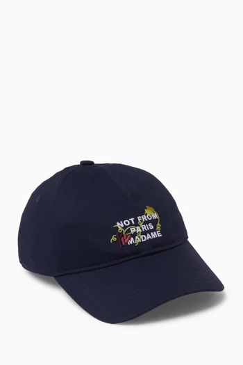 Vine Embroidered Slogan Baseball Cap in Cotton