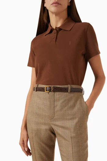 Cassandre Thin Belt in Croc-embossed Leather
