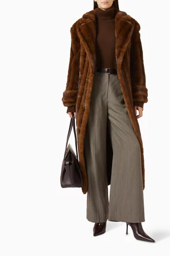 Daph Padded Trench Coat in Faux Fur