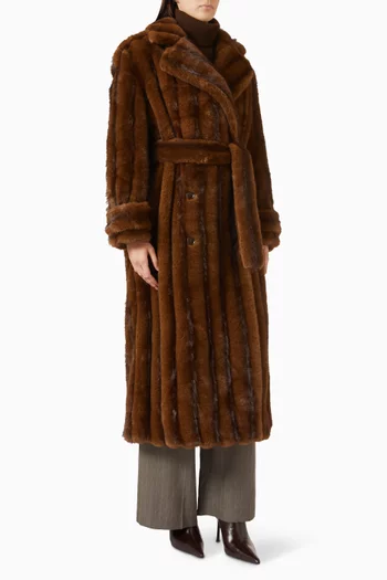 Daph Padded Trench Coat in Faux Fur