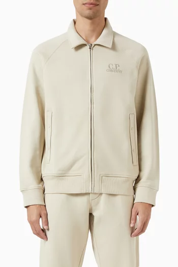 Diagonal Raised Polo Zip Sweatshirt in Fleece