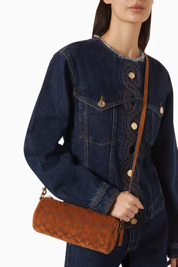 Sue Barrel Bag in Signature Suede
