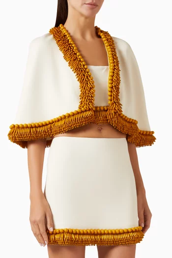 Tyrrena Fringe-trim Crop Cape