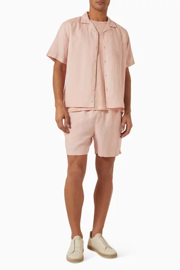 Crewneck T-shirt in Stretch-linen