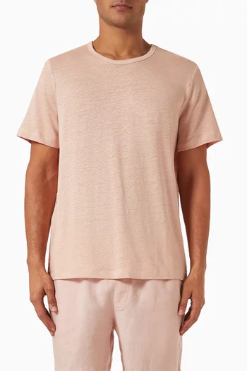 Crewneck T-shirt in Stretch-linen